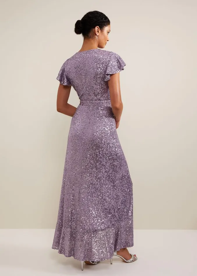 Carina Sequin Maxi Dress Purple Women Phase Eight Dresses