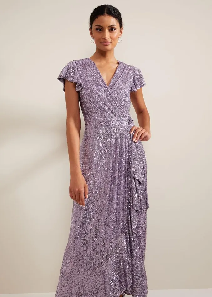 Carina Sequin Maxi Dress Purple Women Phase Eight Dresses