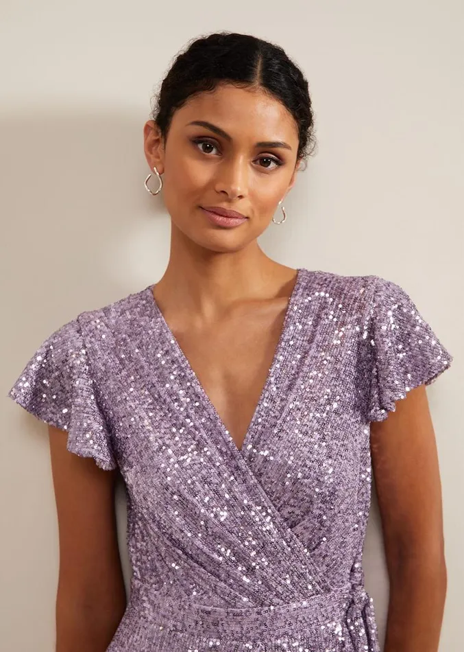Carina Sequin Maxi Dress Purple Women Phase Eight Dresses