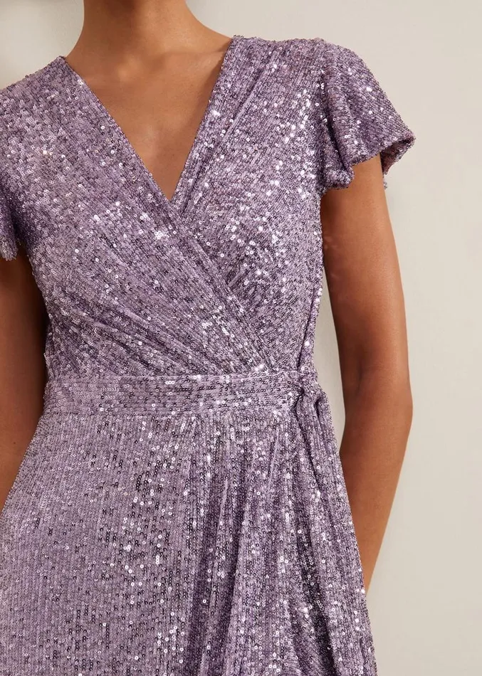 Carina Sequin Maxi Dress Purple Women Phase Eight Dresses