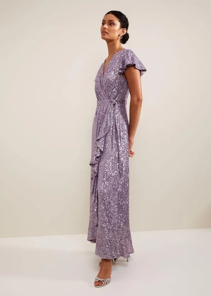 Carina Sequin Maxi Dress Purple Women Phase Eight Dresses