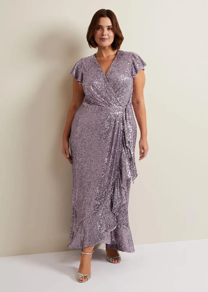 Carina Sequin Maxi Dress Purple Women Phase Eight Dresses