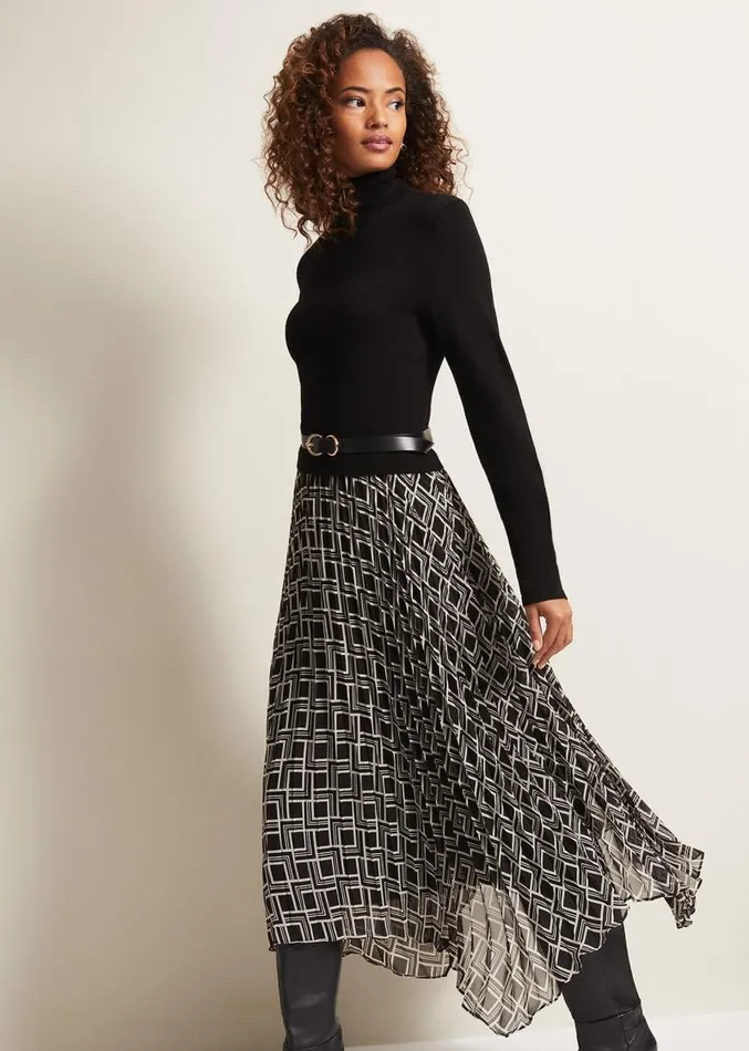 Carle Fine Knit Geometric Dress Multicoloured Women Phase Eight Dresses