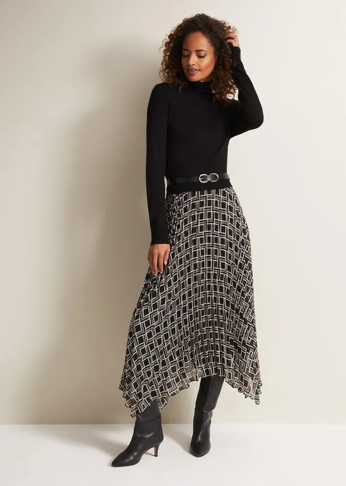 Carle Fine Knit Geometric Dress Multicoloured Women Phase Eight Dresses