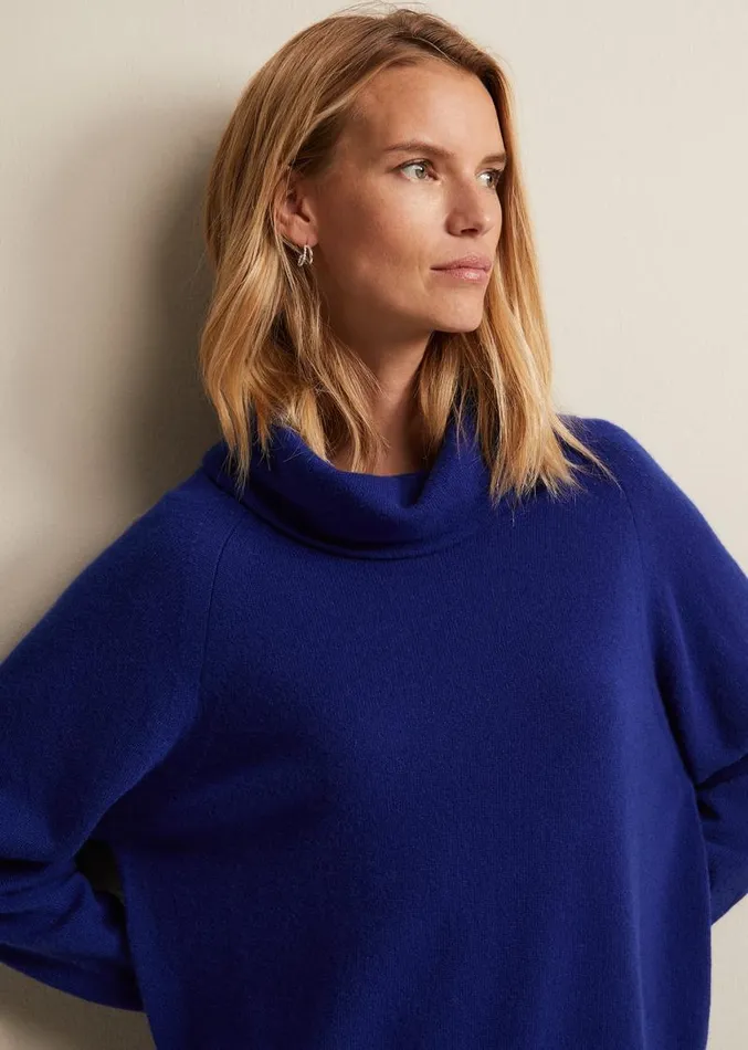 Cashmere Cowl Neck Jumper Blue Women Phase Eight Knitwear