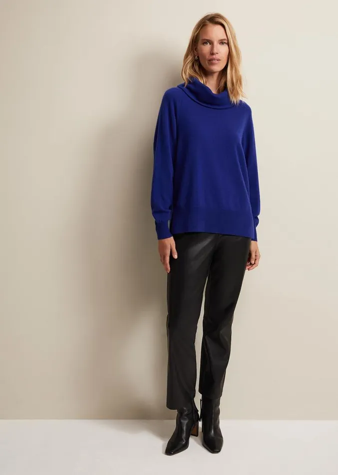 Cashmere Cowl Neck Jumper Blue Women Phase Eight Knitwear