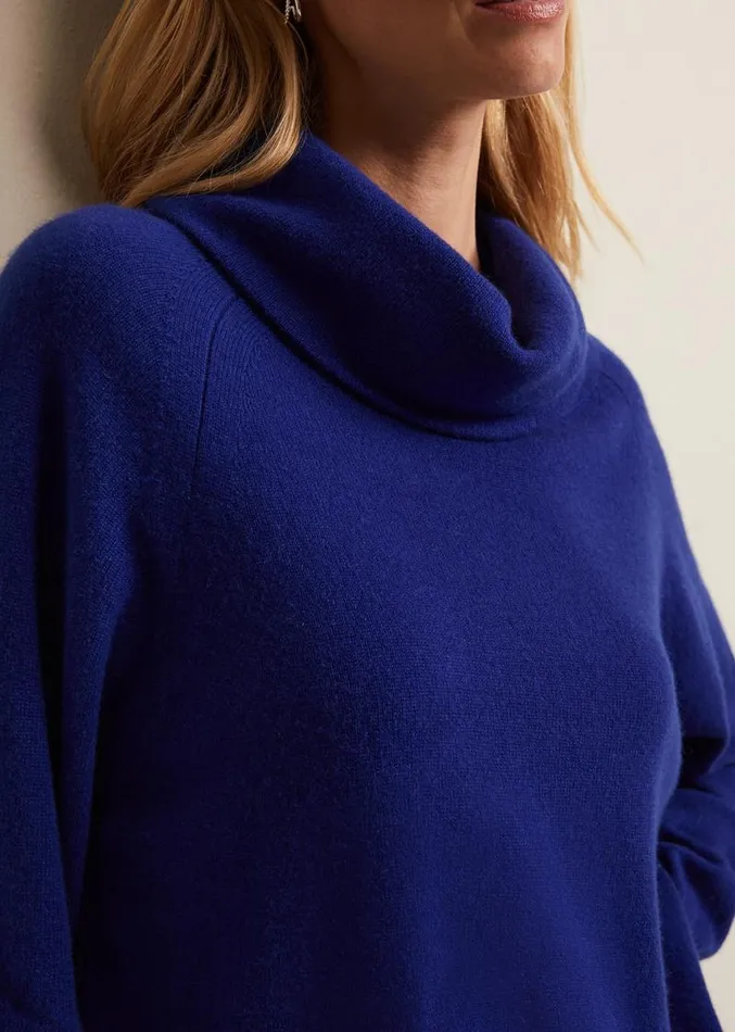Cashmere Cowl Neck Jumper Blue Women Phase Eight Knitwear