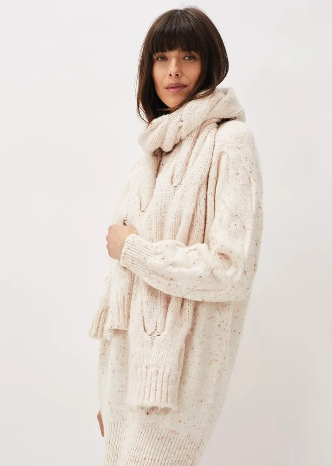 Cattie Cable Scarf Neutral Women Phase Eight Scarves