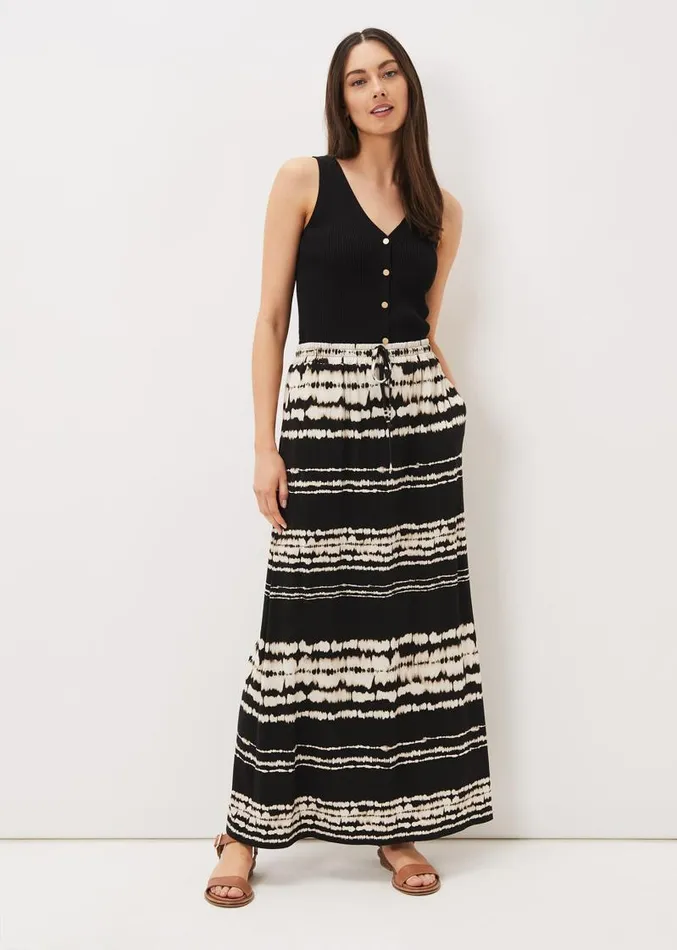 Ce Ce Tie Dye Jersey Maxi Skirt Black Women Phase Eight Skirts