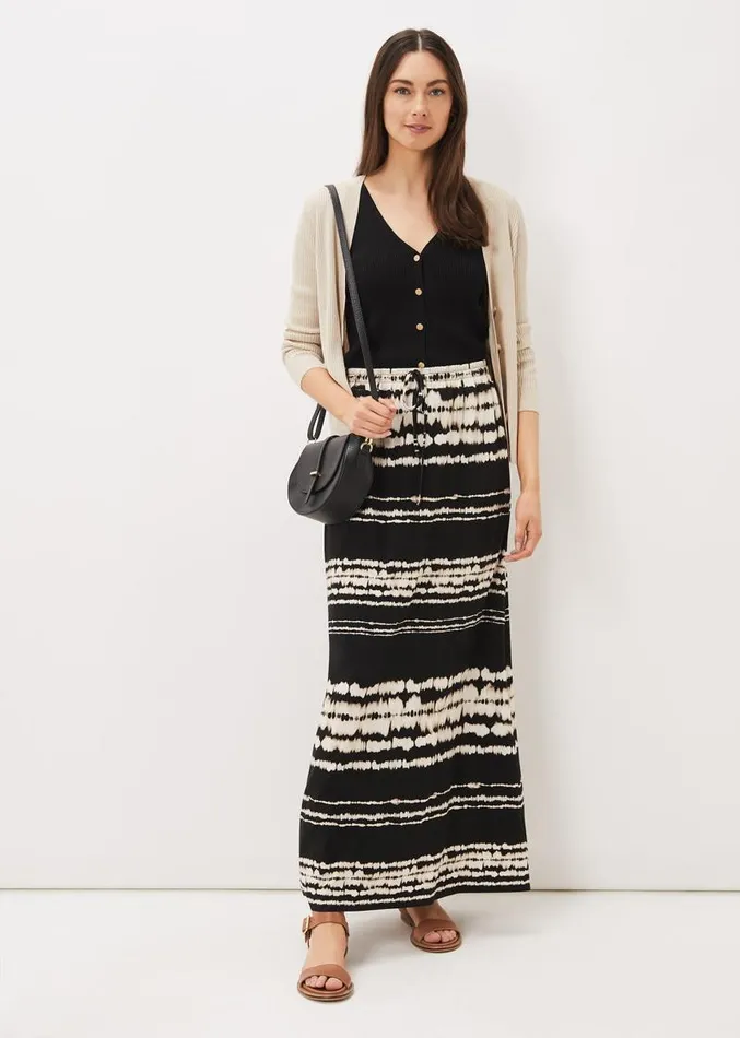 Ce Ce Tie Dye Jersey Maxi Skirt Black Women Phase Eight Skirts