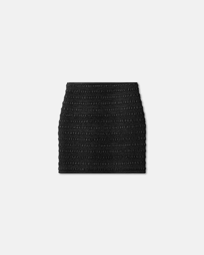Ceara Smocked Okobor AltLeather Mini Skirt Black Women Nanushka Bottoms