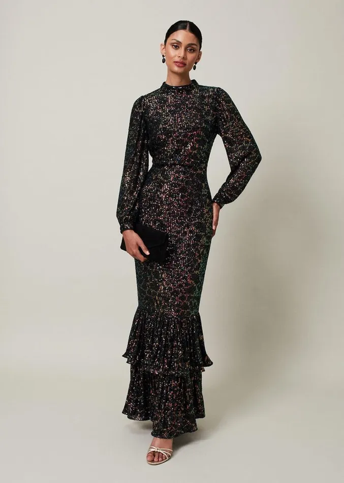 Celeste Sequin Maxi Dress Multicoloured Women Phase Eight Dresses