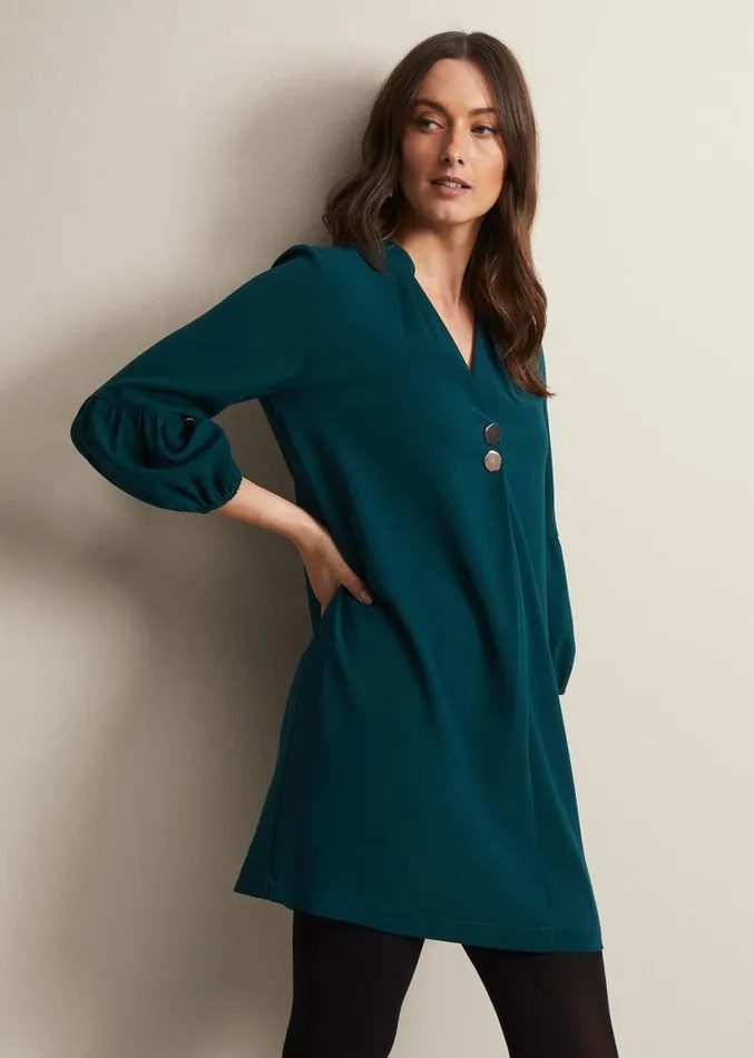 Charlotte Tunic Dress Teal Women Phase Eight Dresses