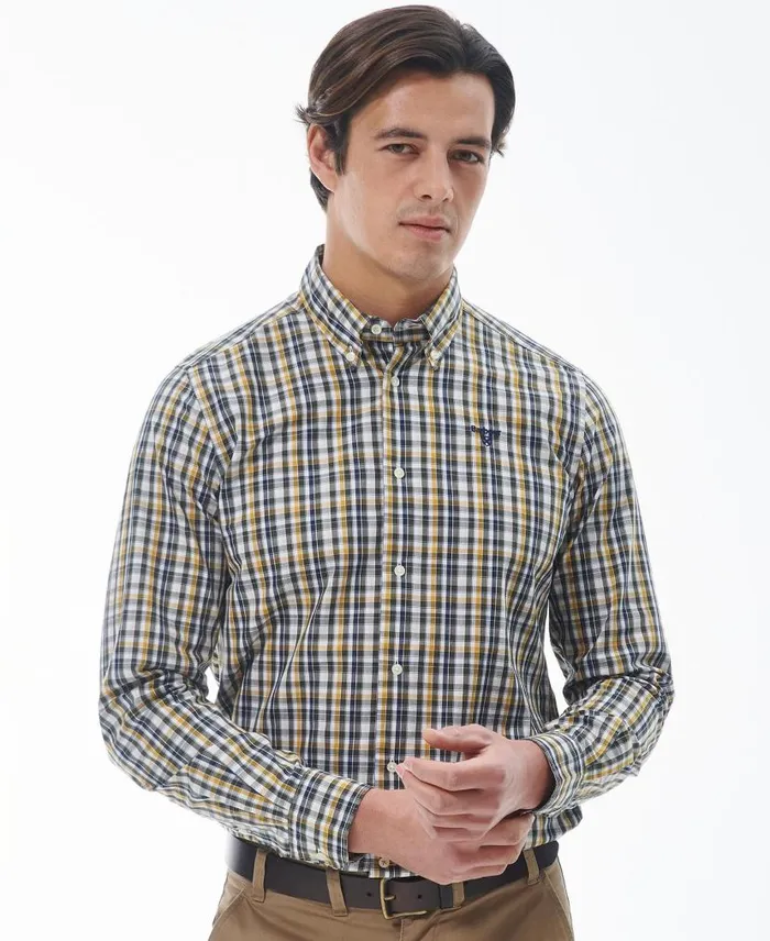 Chaseton Tailored Shirt Stone Men Barbour Shirts