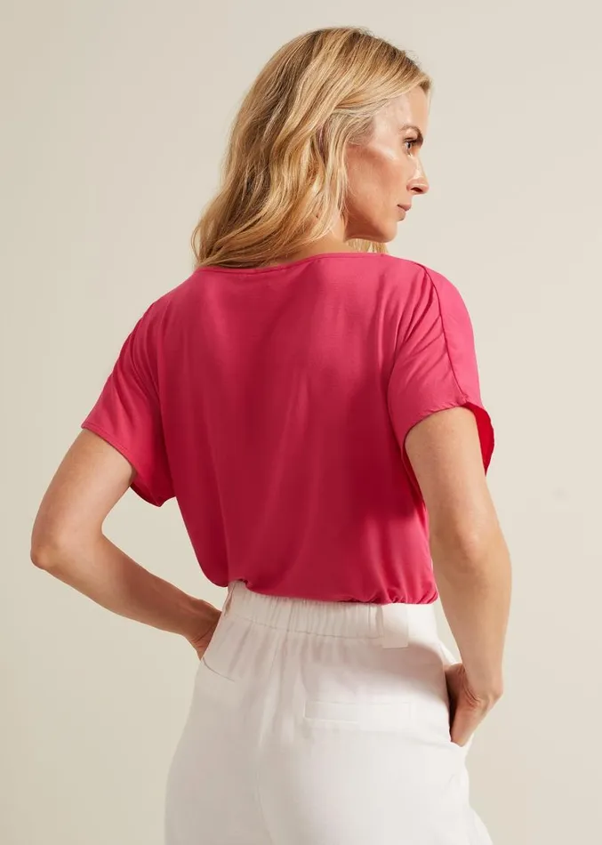 Cheryl Cowl Neck Woven Front Top Pink Women Phase Eight Tops and TShirts