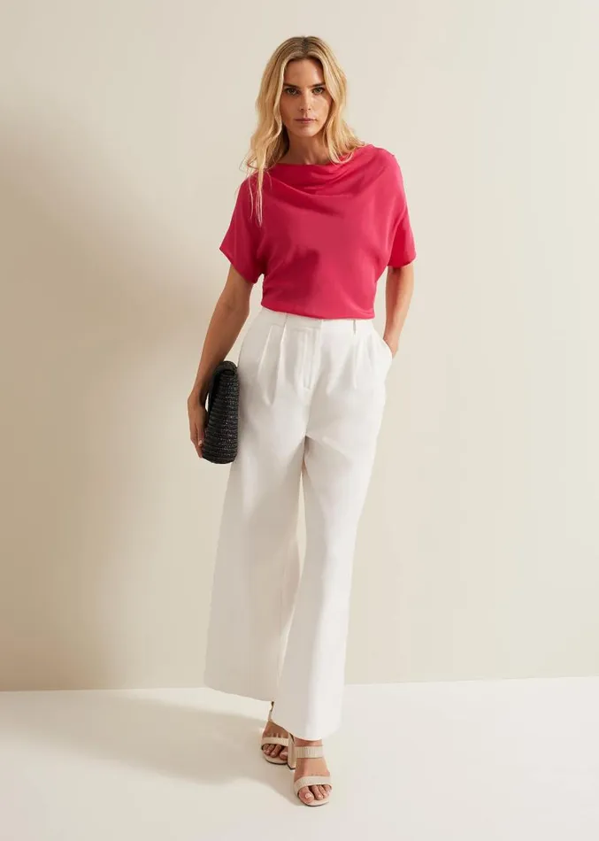 Cheryl Cowl Neck Woven Front Top Pink Women Phase Eight Tops and TShirts