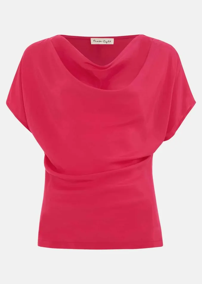 Cheryl Cowl Neck Woven Front Top Pink Women Phase Eight Tops and TShirts