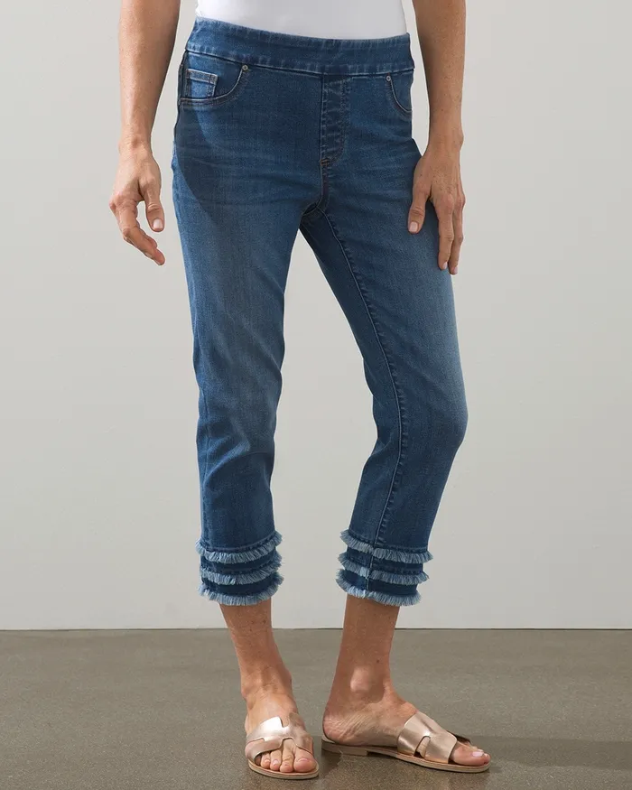 Chico039s 21034 Triple Fray Capris Naples Indigo Women Jeans and Denim