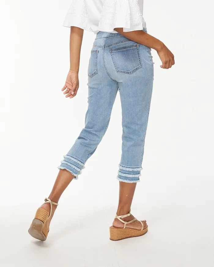 Chico039s 21034 Triple Fray Capris Naples Indigo Women Jeans and Denim