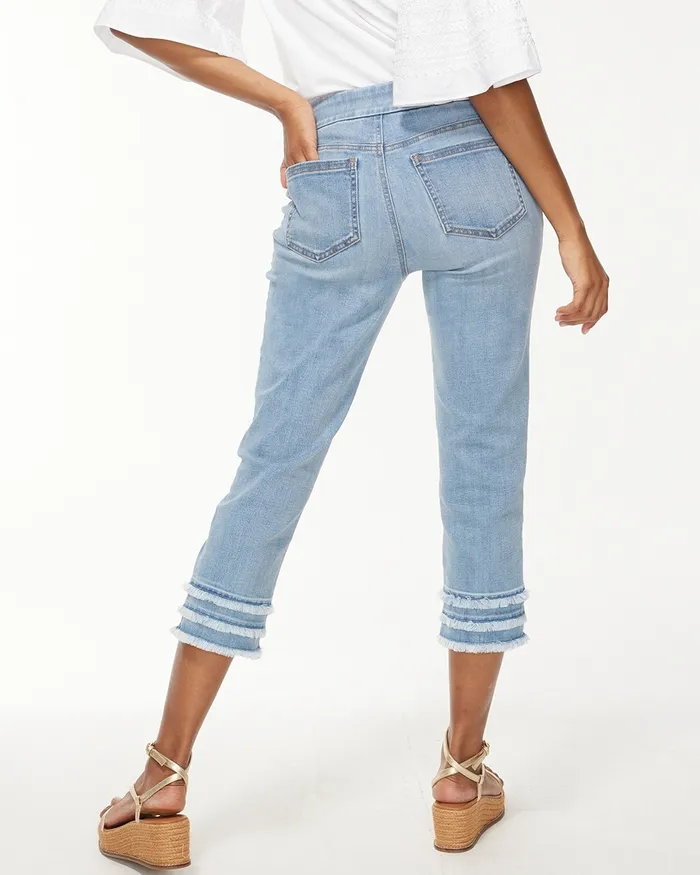 Chico039s 21034 Triple Fray Capris Naples Indigo Women Jeans and Denim