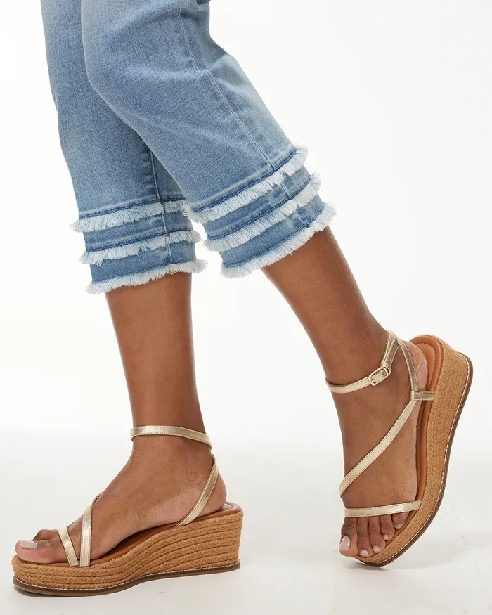 Chico039s 21034 Triple Fray Capris Naples Indigo Women Jeans and Denim