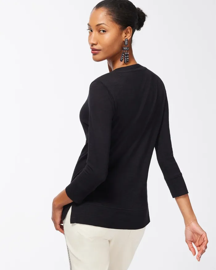 Chico039s 34 Sleeve Slub Tee Alabaster Women Tops