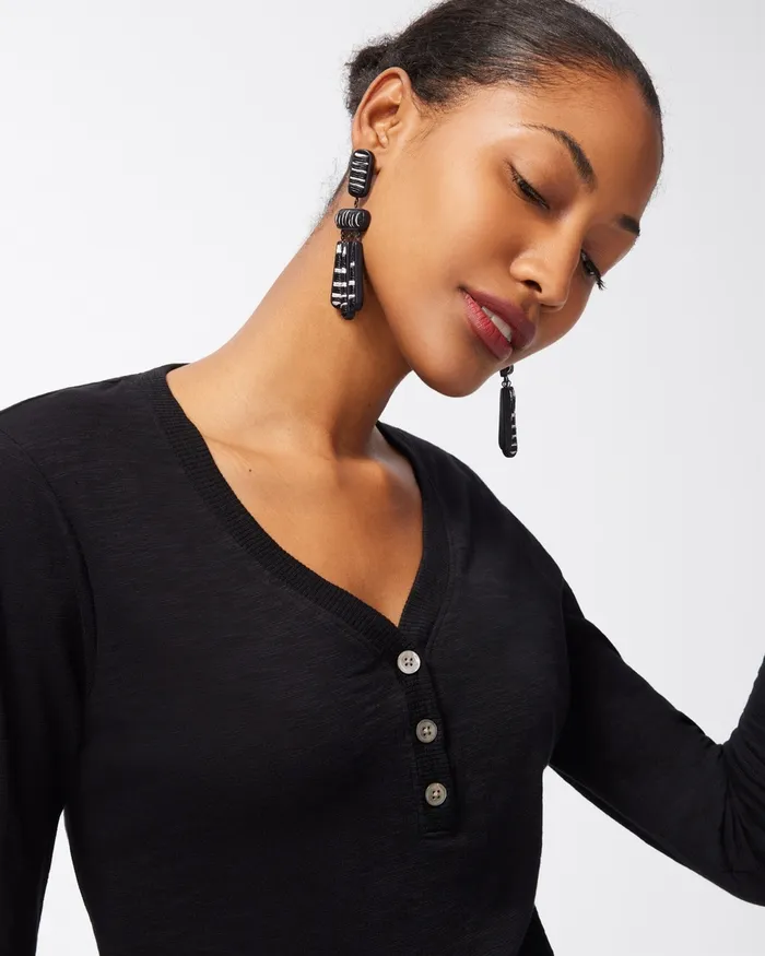 Chico039s 34 Sleeve Slub Tee Alabaster Women Tops