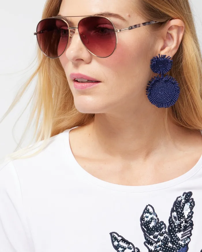 Chico039s Aviator Sunglasses Gold Women Eyewear