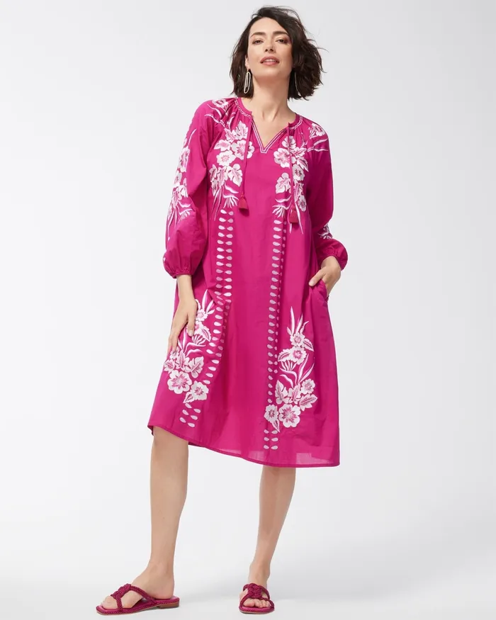 Chico039s Balloon Sleeve Kaftan Botanic Berry Women Dresses and Skirts