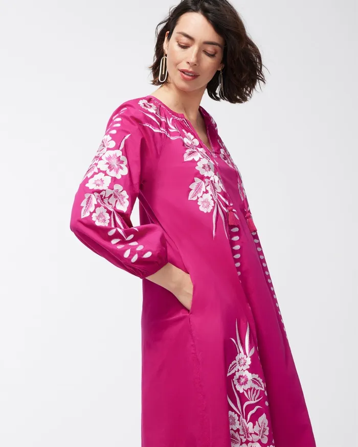 Chico039s Balloon Sleeve Kaftan Botanic Berry Women Dresses and Skirts