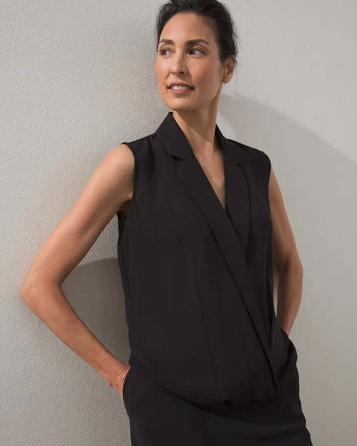 Chico039s Black Label Chiffon Skirt Topper Black Women Tops