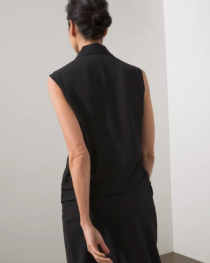 Chico039s Black Label Chiffon Skirt Topper Black Women Tops