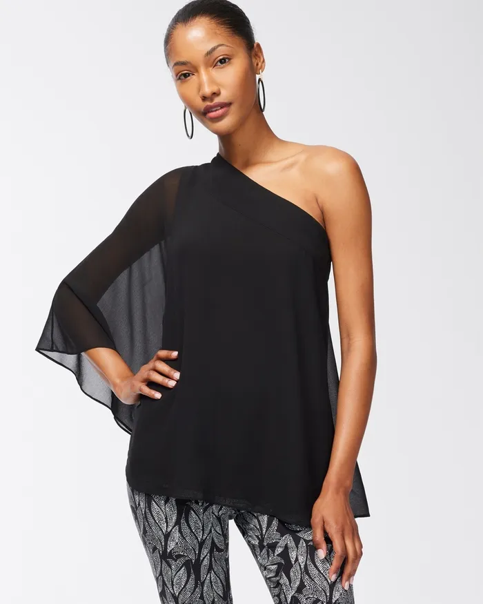 Chico039s Black OneShoulder Top Black Women Tops