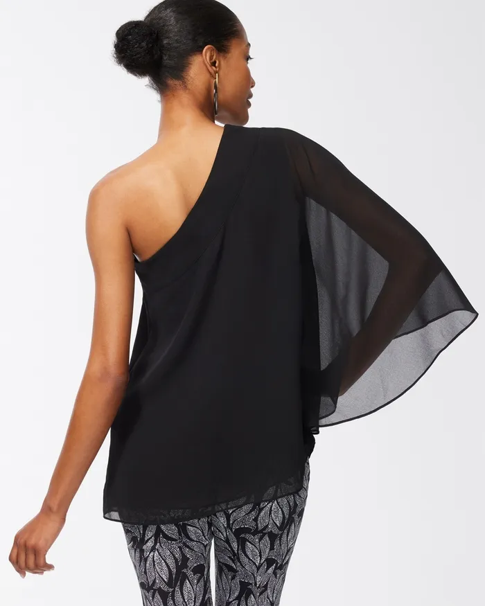 Chico039s Black OneShoulder Top Black Women Tops