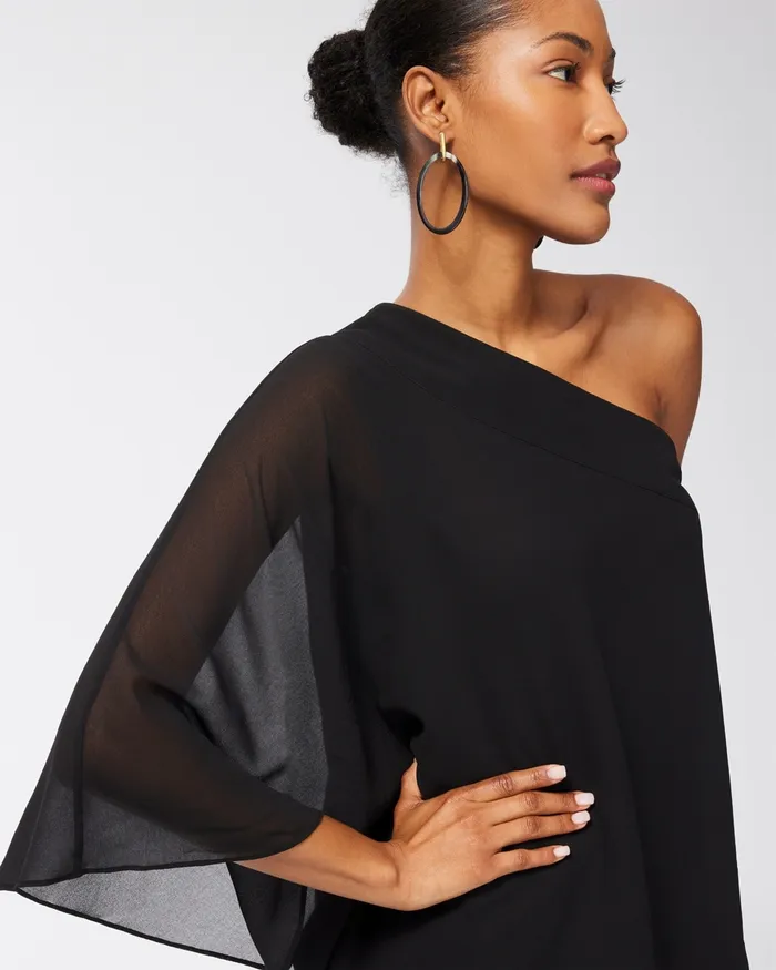 Chico039s Black OneShoulder Top Black Women Tops