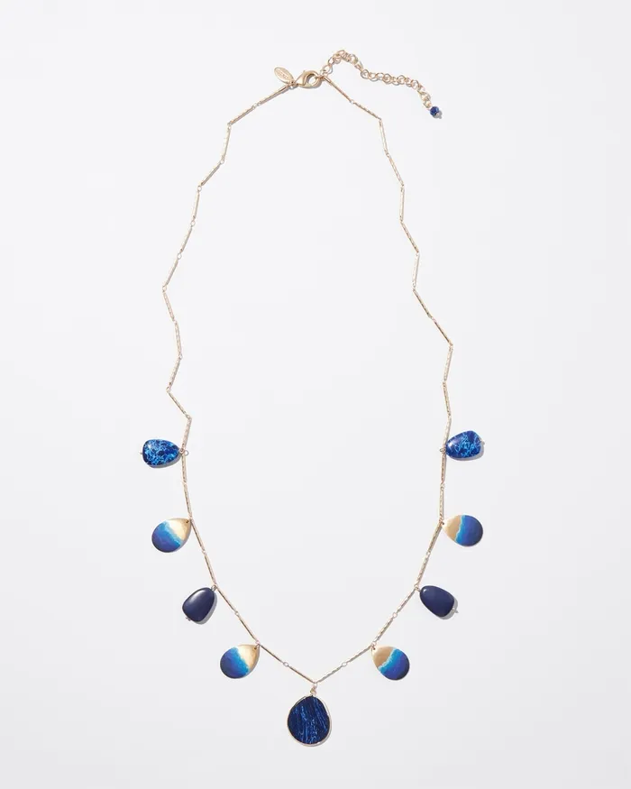 Chico039s Blue and Gold Tone Necklace Blue Women Necklaces