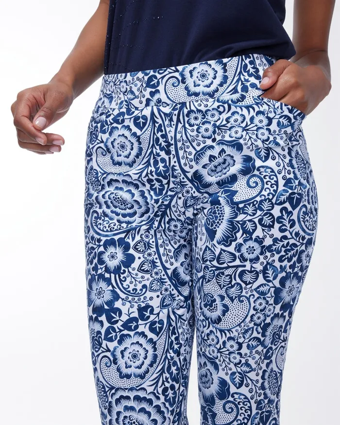 Chico039s Brigitte Tassel Hem Crops Classic NavyWhite Women Pants