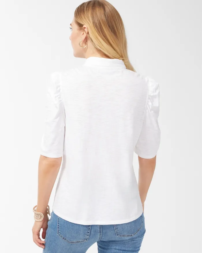 Chico039s Button Front Henley Top Black Women Tops