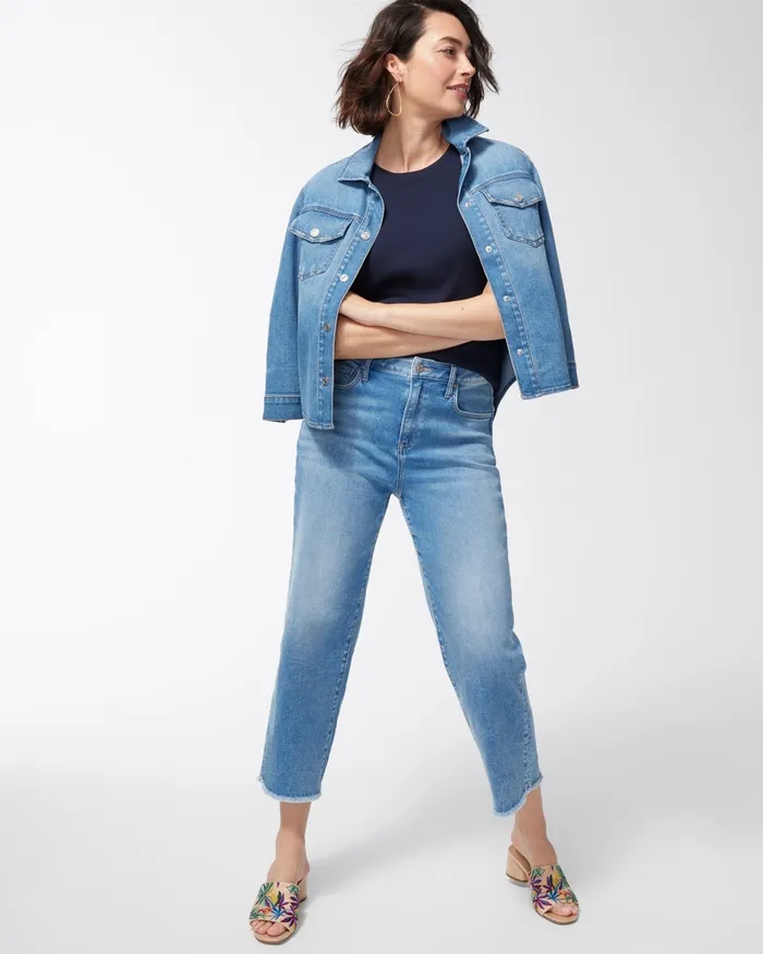 Chico039s Cotton Crew Neck Tee Dark Moss Women Tops