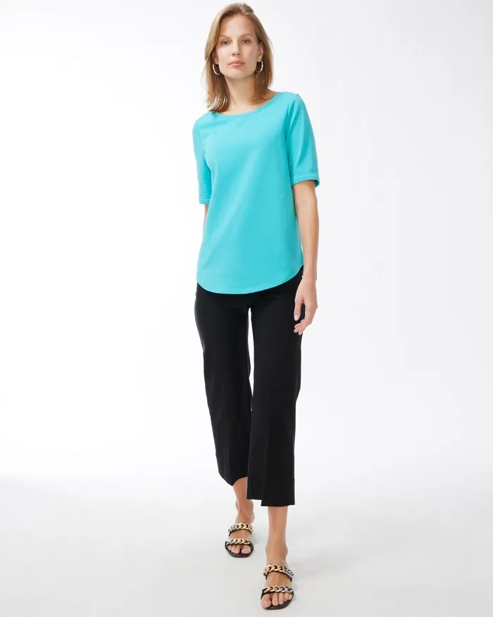 Chico039s Cotton Stretch Perfect Tee Agua Azul Women Tees
