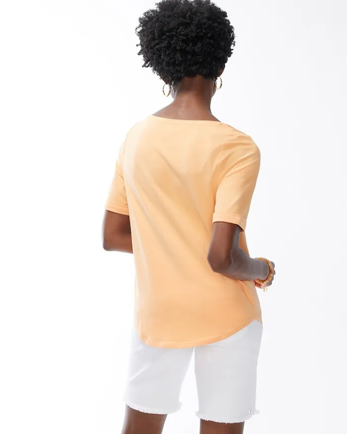 Chico039s Cotton Stretch Perfect Tee Agua Azul Women Tees