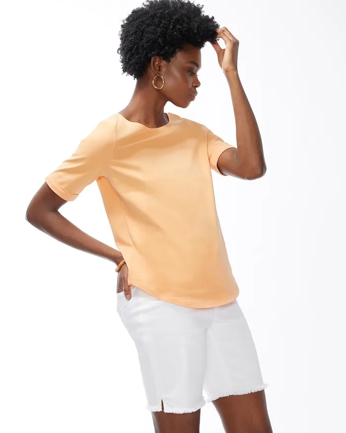 Chico039s Cotton Stretch Perfect Tee Agua Azul Women Tees