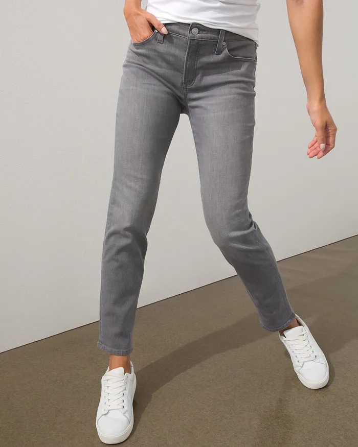 Chico039s Girlfriend Ankle Jeans Washed Steel Women Jeans and Denim