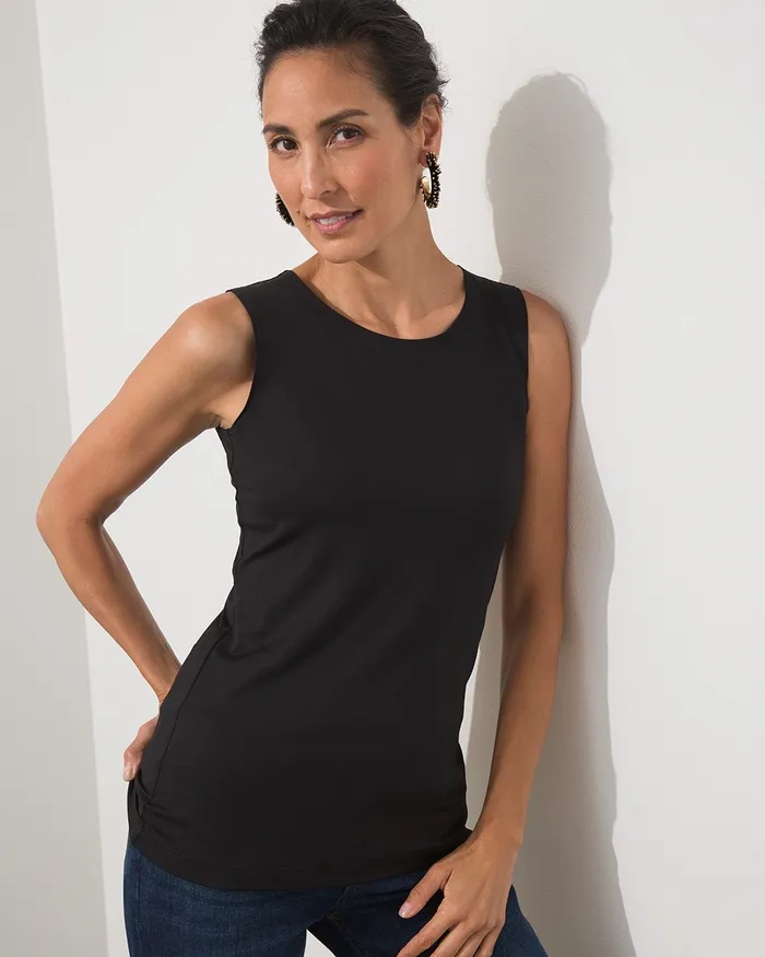 Chico039s High Neck Microfiber Tank Black Women Tees
