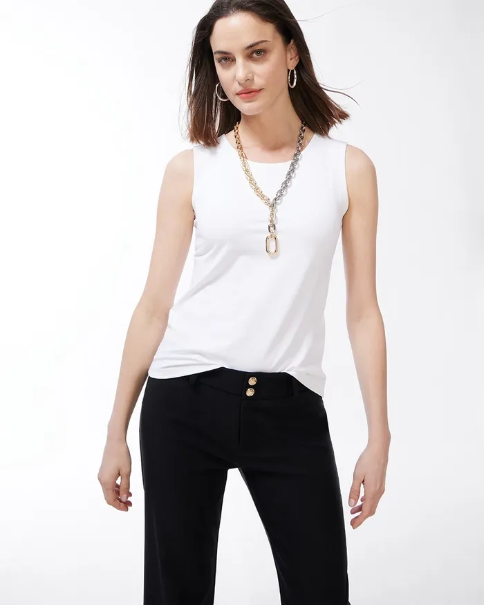 Chico039s High Neck Microfiber Tank Black Women Tees