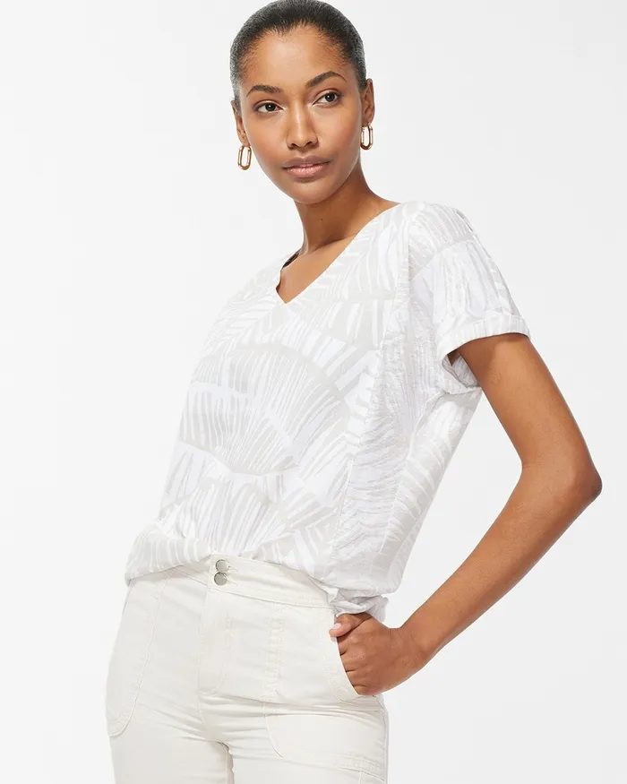 Chico039s Linen Palms Seamed Tee River Rock Women Matching Sets