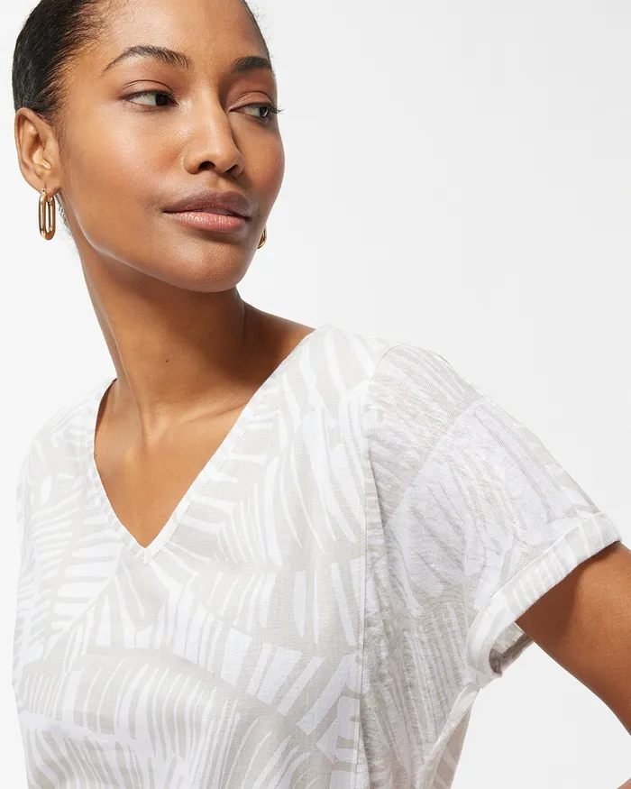Chico039s Linen Palms Seamed Tee River Rock Women Matching Sets