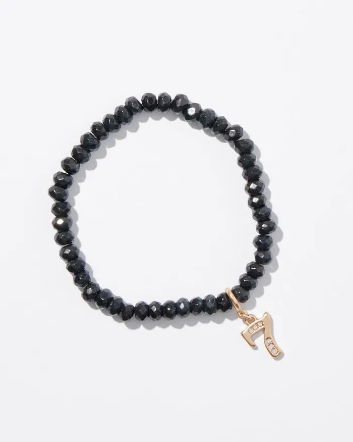 Chico039s Lucky Number Dangle Stretch Bracelet Black Women Bracelets
