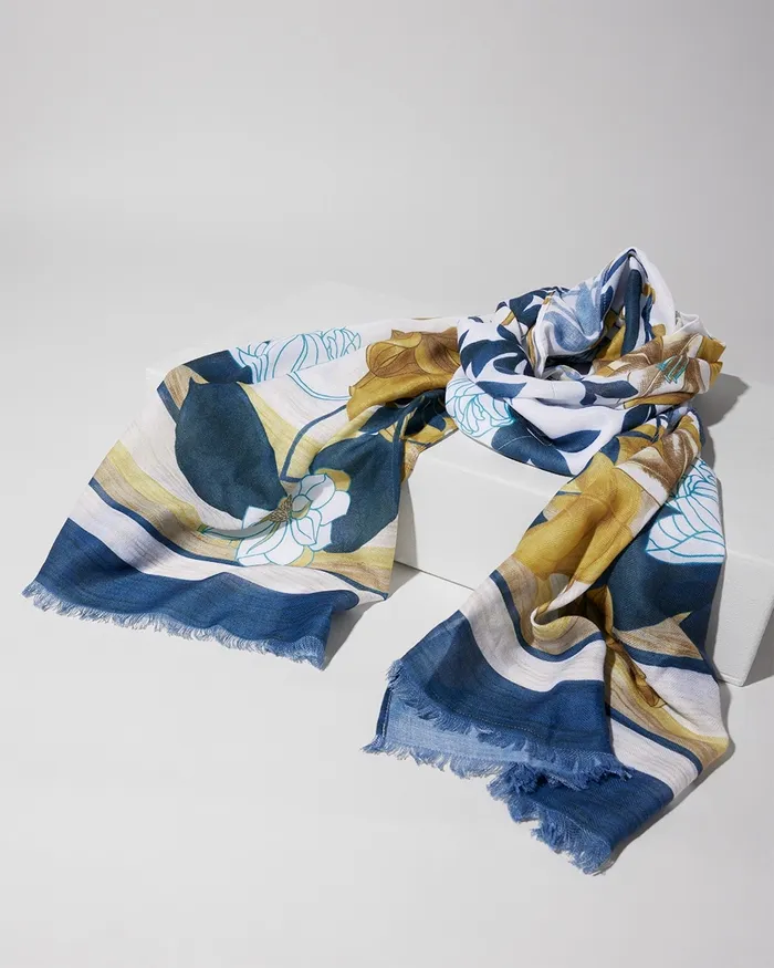 Chico039s Navy Print Oblong Scarf Classic Navy Women Scarves