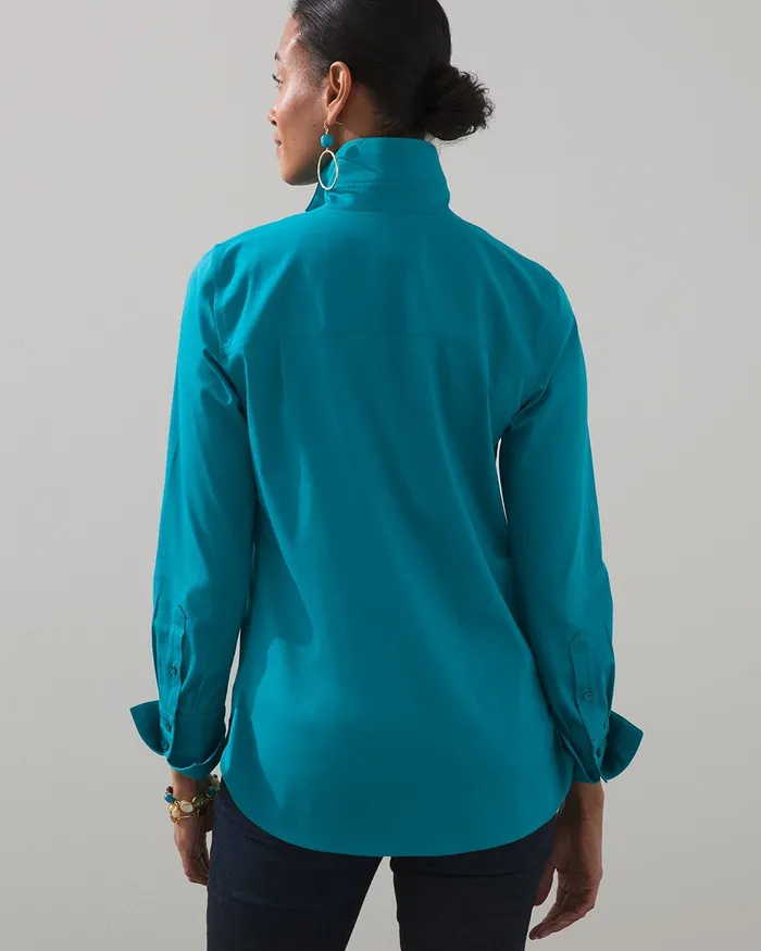 Chico039s No Iron Stretch Shirt Classic Navy Women Tops